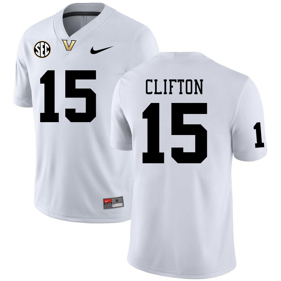 Vanderbilt Commodores #15 Nate Clifton College Football Jerseys Sale Stitched-White